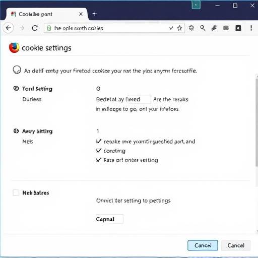 Captura de tela das configura√§√µes de cookies no Mozilla Firefox